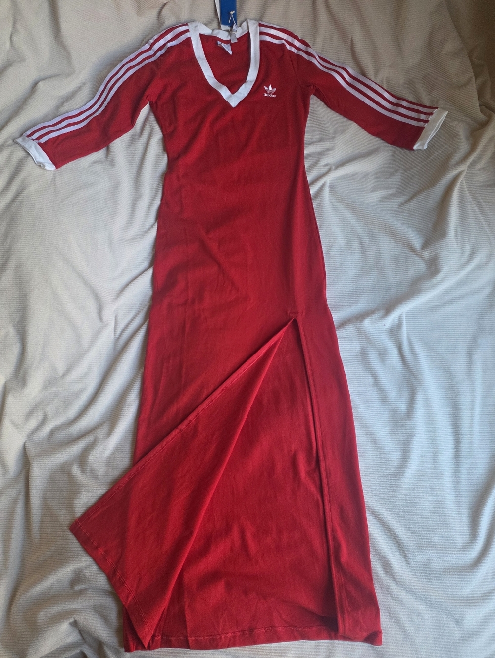 Adidas Maxi Dress red w/ tri-stripes BNWT!!! - Picture 2 of 16